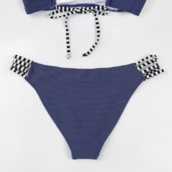 Cupshe Strappy Low-Rise Cheeky Bikini Bottom Navy Blue M - Picture 13 of 13